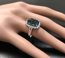 Load image into Gallery viewer, 9.75 Carats Natural Impressive London Blue Topaz and Diamond 14K Yellow Gold Ring