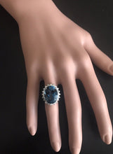 Load image into Gallery viewer, 12.05 Carats Impressive Natural London Blue Topaz and Diamond 14K Solid White Gold Ring