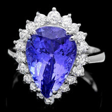 Load image into Gallery viewer, 6.50 Carats Natural Tanzanite and Diamond 18k Solid White Gold Ring