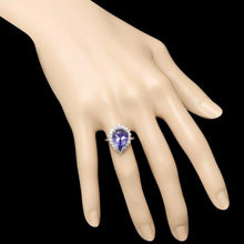 Load image into Gallery viewer, 6.50 Carats Natural Tanzanite and Diamond 18k Solid White Gold Ring