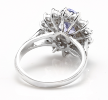 Load image into Gallery viewer, 4.20 Carats Natural Very Nice Looking Tanzanite and Diamond 14K Solid White Gold Ring