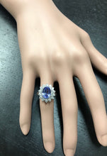 Load image into Gallery viewer, 4.20 Carats Natural Very Nice Looking Tanzanite and Diamond 14K Solid White Gold Ring