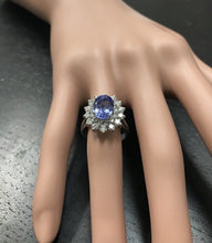 Load image into Gallery viewer, 4.20 Carats Natural Very Nice Looking Tanzanite and Diamond 14K Solid White Gold Ring