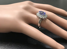 Load image into Gallery viewer, 4.20 Carats Natural Very Nice Looking Tanzanite and Diamond 14K Solid White Gold Ring