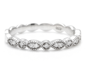 Splendid 0.16 Carats Natural Diamond 14K Solid White Gold Ring