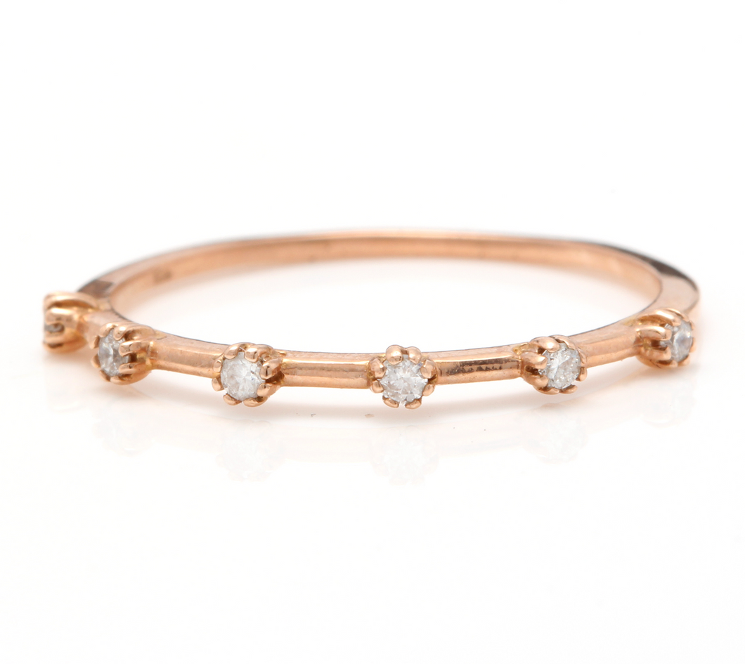 Splendid 0.10 Carats Natural Diamond 14K Solid Rose Gold Ring