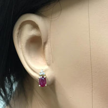Load image into Gallery viewer, Exquisite 3.16 Carats Natural Untreated Red Ruby and Diamond 14K Solid Yellow Gold Stud Earrings