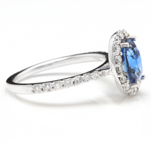 Load image into Gallery viewer, 2.90 Carats Exquisite Natural Blue Sapphire and Diamond 14K Solid White Gold Ring