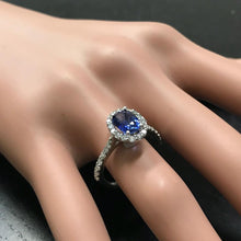 Load image into Gallery viewer, 2.90 Carats Exquisite Natural Blue Sapphire and Diamond 14K Solid White Gold Ring