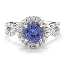Load image into Gallery viewer, 2.45 Carats Natural Very Nice Looking Tanzanite and Diamond 14K Solid White Gold Ring