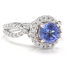 Load image into Gallery viewer, 2.45 Carats Natural Very Nice Looking Tanzanite and Diamond 14K Solid White Gold Ring