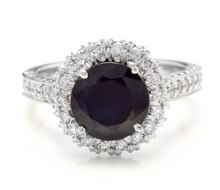 Load image into Gallery viewer, 2.35 Carats Exquisite Natural Blue Sapphire and Diamond 14K Solid White Gold Ring