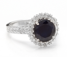 Load image into Gallery viewer, 2.35 Carats Exquisite Natural Blue Sapphire and Diamond 14K Solid White Gold Ring