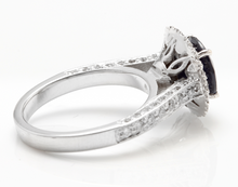 Load image into Gallery viewer, 2.35 Carats Exquisite Natural Blue Sapphire and Diamond 14K Solid White Gold Ring