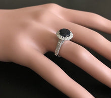 Load image into Gallery viewer, 2.35 Carats Exquisite Natural Blue Sapphire and Diamond 14K Solid White Gold Ring