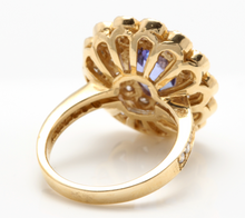 Load image into Gallery viewer, 5.50 Carats Natural Very Nice Looking Tanzanite and Diamond 14K Solid Yellow Gold Ring