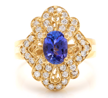 Load image into Gallery viewer, 2.25 Carats Natural Very Nice Looking Tanzanite and Diamond 14K Solid Yellow Gold Ring