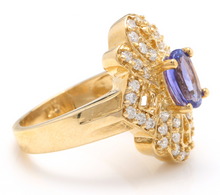 Load image into Gallery viewer, 2.25 Carats Natural Very Nice Looking Tanzanite and Diamond 14K Solid Yellow Gold Ring