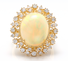 Load image into Gallery viewer, 8.65 Carats Natural Impressive Ethiopian Opal and Diamond 14K Solid Yellow Gold Ring