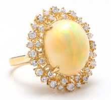 Load image into Gallery viewer, 8.65 Carats Natural Impressive Ethiopian Opal and Diamond 14K Solid Yellow Gold Ring