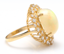 Load image into Gallery viewer, 8.65 Carats Natural Impressive Ethiopian Opal and Diamond 14K Solid Yellow Gold Ring