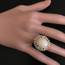 Load image into Gallery viewer, 8.65 Carats Natural Impressive Ethiopian Opal and Diamond 14K Solid Yellow Gold Ring