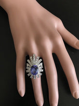 Load image into Gallery viewer, 7.00 Carats Natural Very Nice Looking Tanzanite and Diamond 14K Solid White Gold Ring