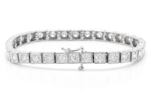Very Impressive 3.20 Carats Natural Diamond 14K Solid White Gold Bracelet