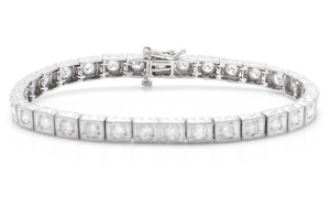 Very Impressive 3.20 Carats Natural Diamond 14K Solid White Gold Bracelet