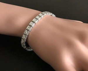 Very Impressive 3.20 Carats Natural Diamond 14K Solid White Gold Bracelet