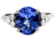 Load image into Gallery viewer, 3.55 Carats Natural Very Nice Looking Tanzanite and Diamond 14K Solid White Gold Ring