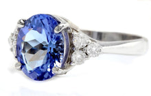 Load image into Gallery viewer, 3.55 Carats Natural Very Nice Looking Tanzanite and Diamond 14K Solid White Gold Ring