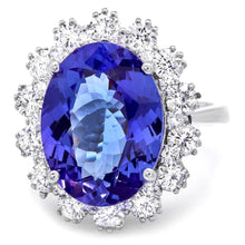 Load image into Gallery viewer, 9.80 Carats Natural Very Nice Looking Tanzanite and Diamond 14K Solid White Gold Ring