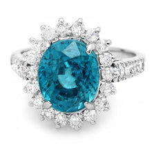 Load image into Gallery viewer, 7.30 Carats Natural Very Nice Looking Zircon and Diamond 14K Solid White Gold Ring