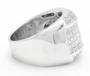 Heavy 5.00 Carats Natural Diamond 14K Solid White Gold Men's Ring
