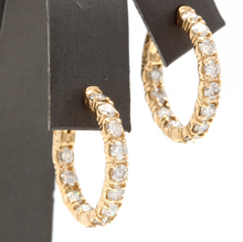 Load image into Gallery viewer, Exquisite 2.75 Carats Natural Diamond 14K Solid Yellow Gold Hoop Earrings