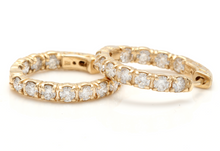 Load image into Gallery viewer, Exquisite 3.25 Carats Natural Diamond 14K Solid Yellow Gold Hoop Earrings