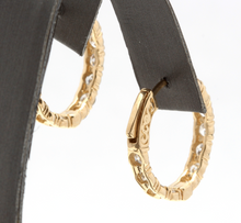 Load image into Gallery viewer, Exquisite 2.75 Carats Natural Diamond 14K Solid Yellow Gold Hoop Earrings