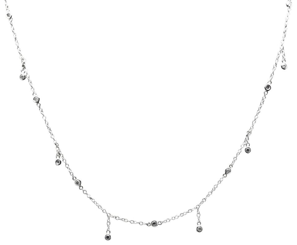 Splendid 14k Solid White Gold Diamond Chain Necklace