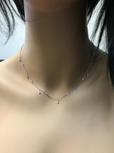 Splendid 14k Solid White Gold Diamond Chain Necklace