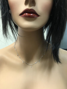 Splendid 14k Solid White Gold Diamond Chain Necklace