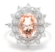 Load image into Gallery viewer, 2.65 Carats Impressive Natural Morganite and Diamond 14K Solid White Gold Ring