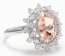 Load image into Gallery viewer, 2.65 Carats Impressive Natural Morganite and Diamond 14K Solid White Gold Ring
