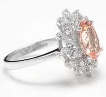 Load image into Gallery viewer, 2.65 Carats Impressive Natural Morganite and Diamond 14K Solid White Gold Ring