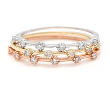 Load image into Gallery viewer, Splendid 0.30 Carats Natural Diamond Set of 3 Stackable 14K Solid Multi-Tone Gold Rings