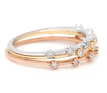 Load image into Gallery viewer, Splendid 0.30 Carats Natural Diamond Set of 3 Stackable 14K Solid Multi-Tone Gold Rings