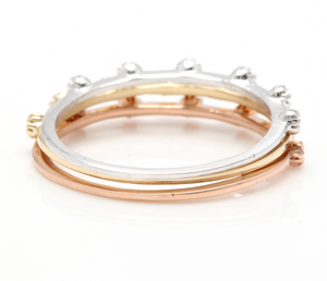 Splendid 0.30 Carats Natural Diamond Set of 3 Stackable 14K Solid Multi-Tone Gold Rings