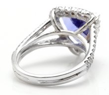 Load image into Gallery viewer, 5.00 Carats Natural Very Nice Looking Tanzanite and Diamond 14K Solid White Gold Ring