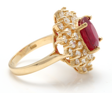 Load image into Gallery viewer, 8.40 Carats Impressive Red Ruby and Diamond 14K Yellow Gold Ring