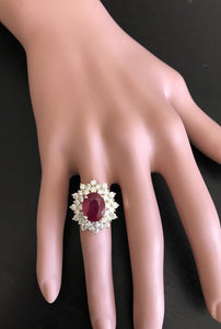 8.40 Carats Impressive Red Ruby and Diamond 14K Yellow Gold Ring
